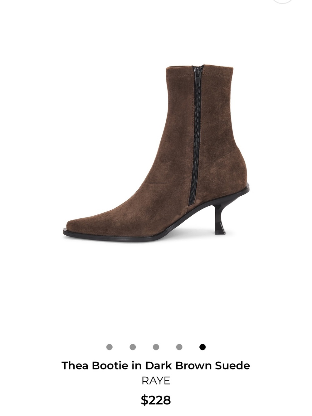 RAYE Chocolate Brown Suede Mid-Kitten Heel Ankle Boots - Picture 2 of 10